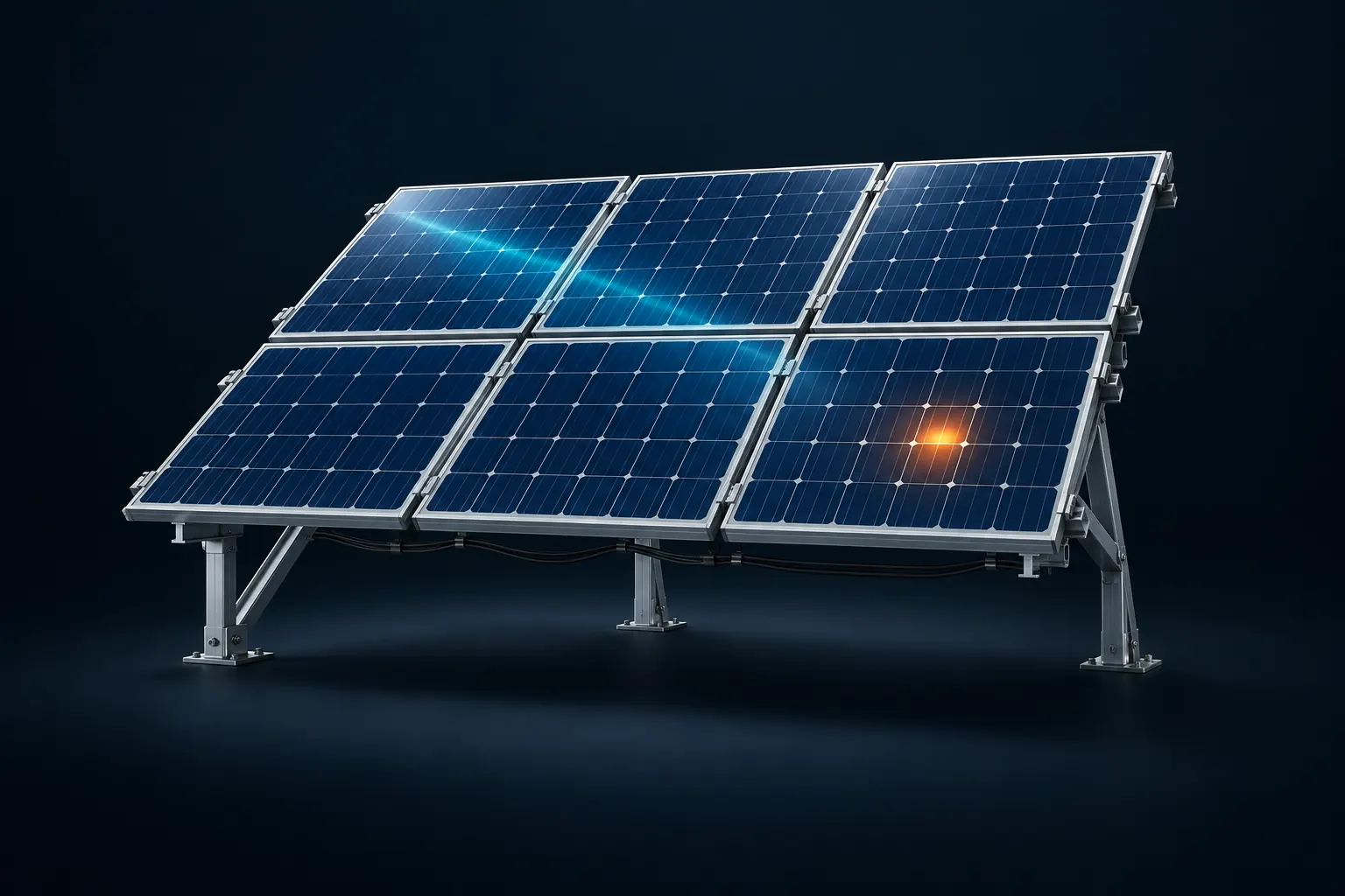 PV-Module mit schematisch hervorgehobener thermischer Auffälligkeit